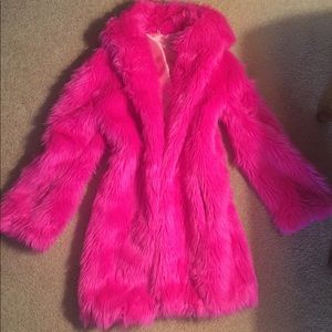 big fluffy pink coat